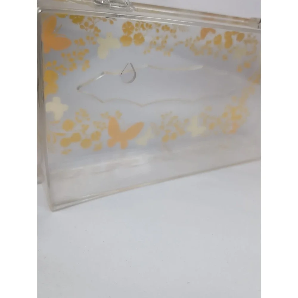 Wolff Acrylic Tissue Box Holder Mount Yellow/Cream Butterflies 10